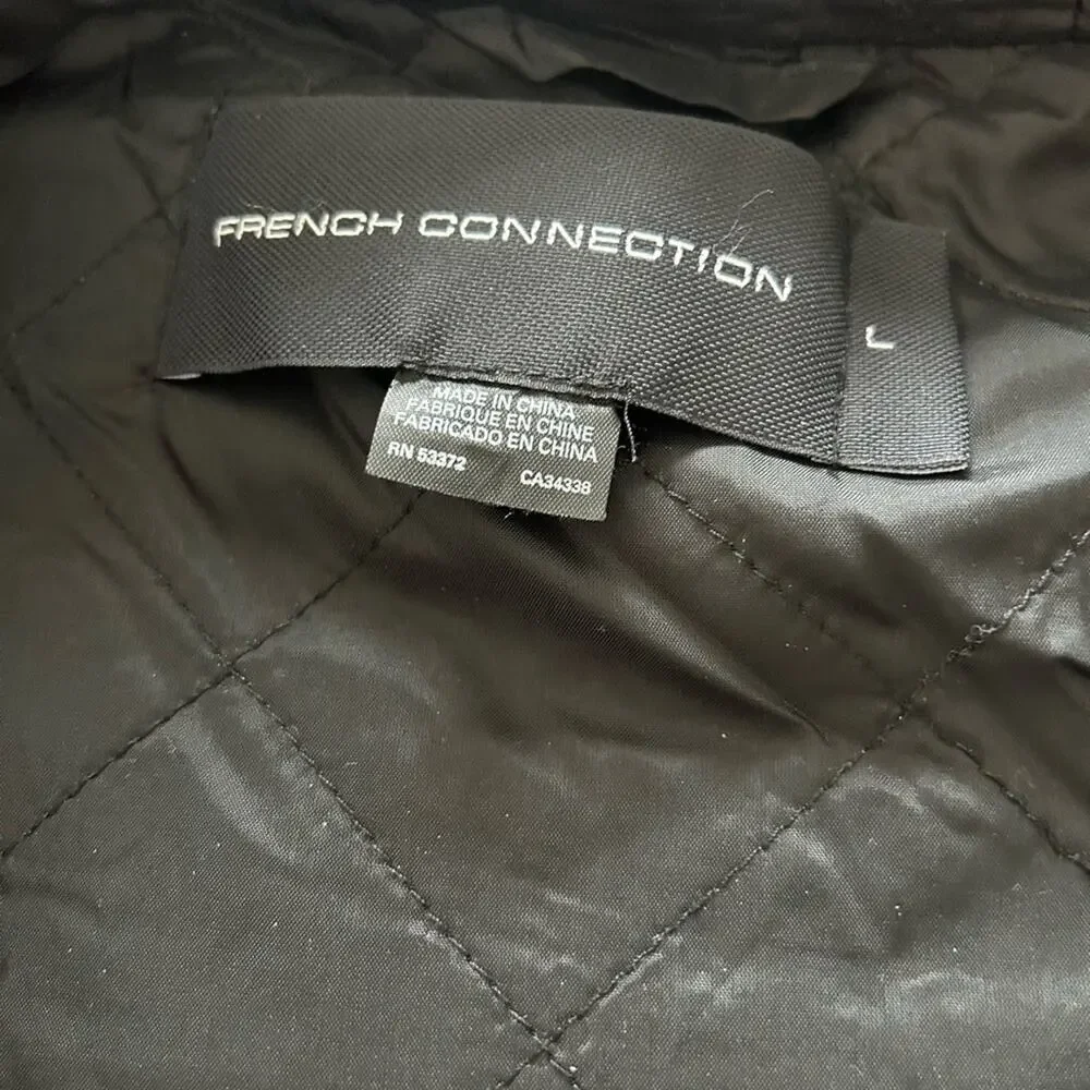 French Connection Wool Blend Charcoal Gray Longline Mid Length Winter Jacket